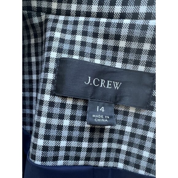 J. Crew lady black grey white check double breasted blazer Suit Jacket SZ: 14 - Picture 9 of 13